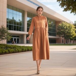 VEILED NY beautiful modest minimalist linen blend dress in Sz L